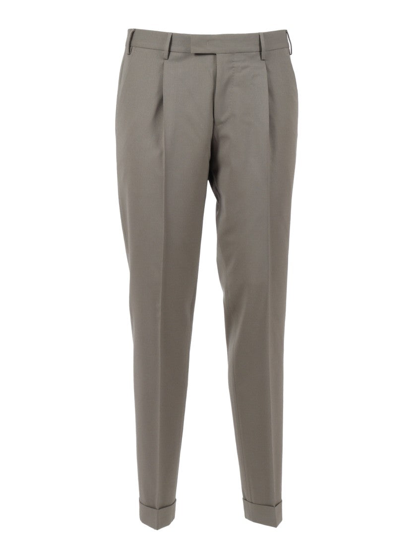 Pt01 Single Pleat Formal Trousers With Diagonal