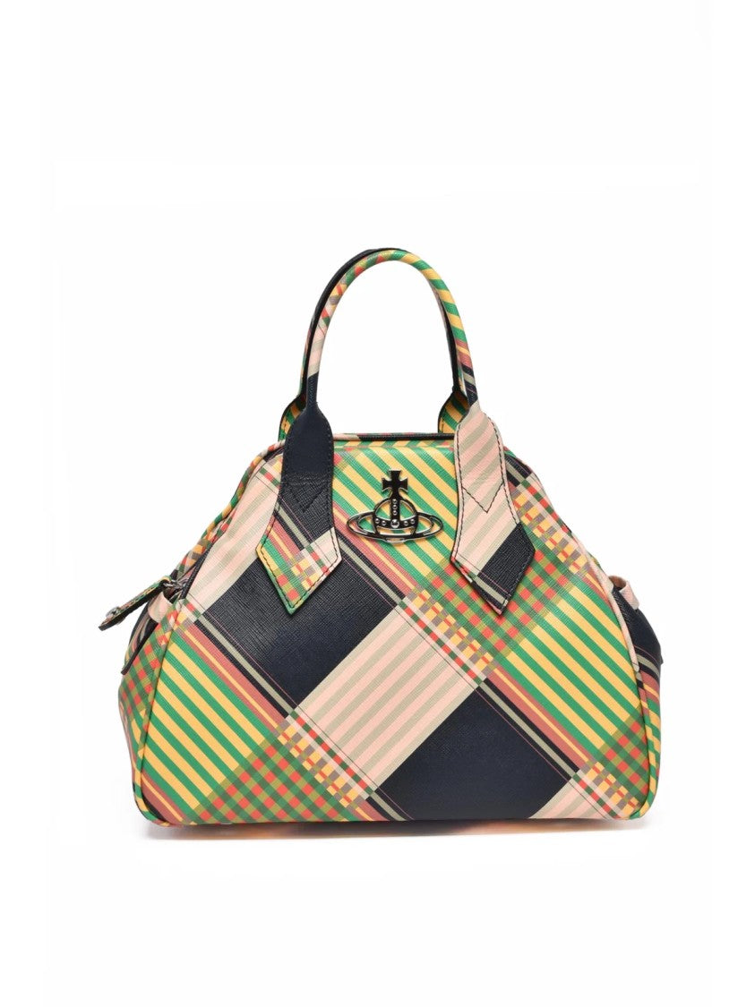 Vivienne Westwood Medium Multicolour Plaid Yasmine Handbag With Zip Closure