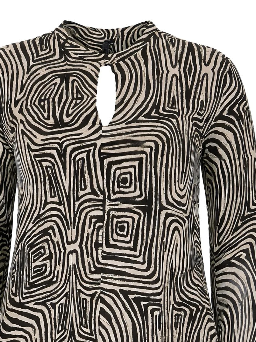 Elena Miro` Abstract Geometric Black/Beige Pattern Tunic