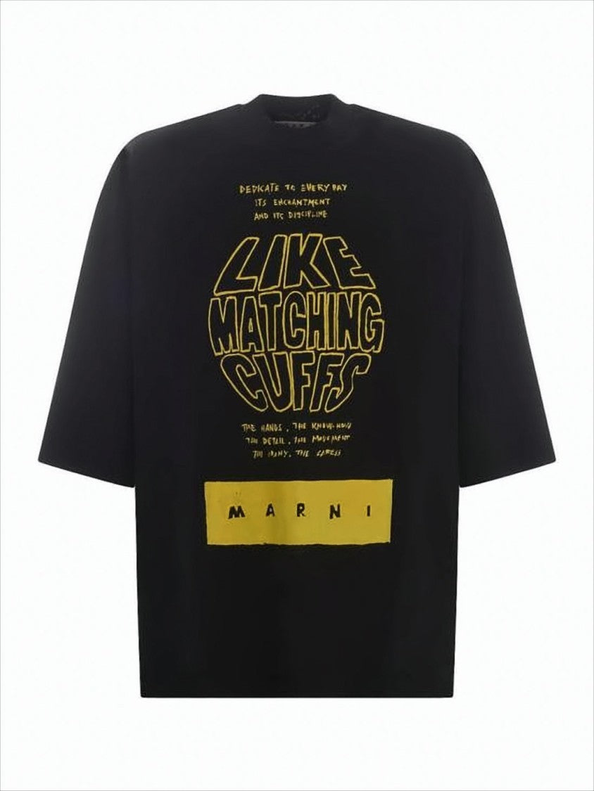 Marni Bold Graphic Print Black Short-Sleeve T-Shirt With Relaxed Fit