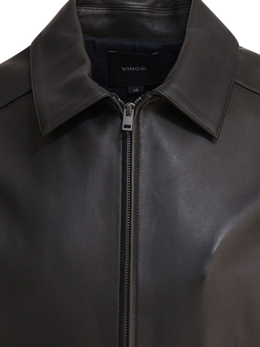 Vince Refined Black Lambskin Leather Jacket