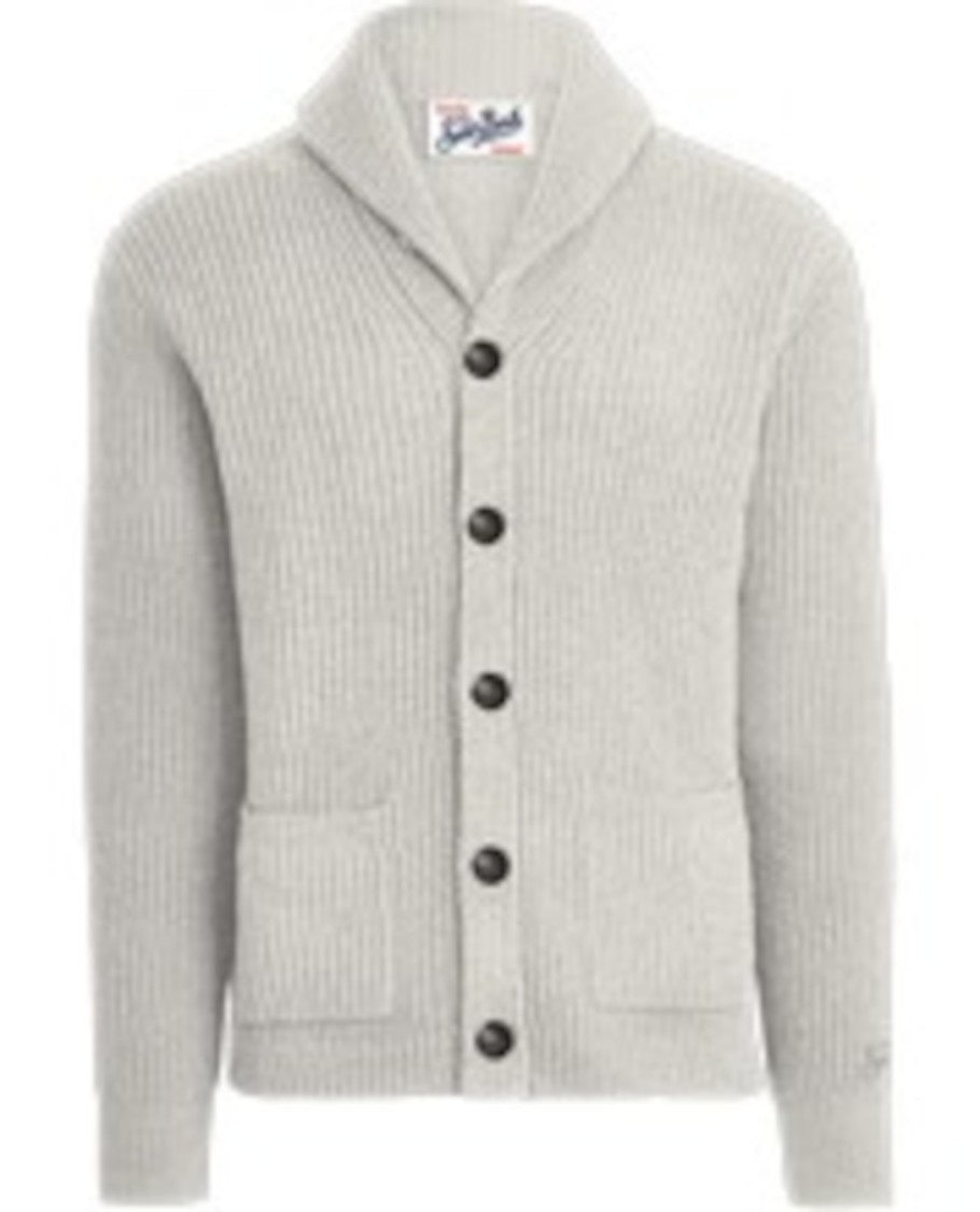 Mc2 Saint Barth White Glasgow Wool Cardigan Poncho