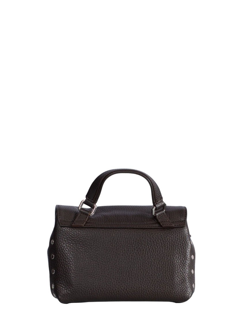Zanellato Structured Handbag In Deep Brown Pebbled Leather