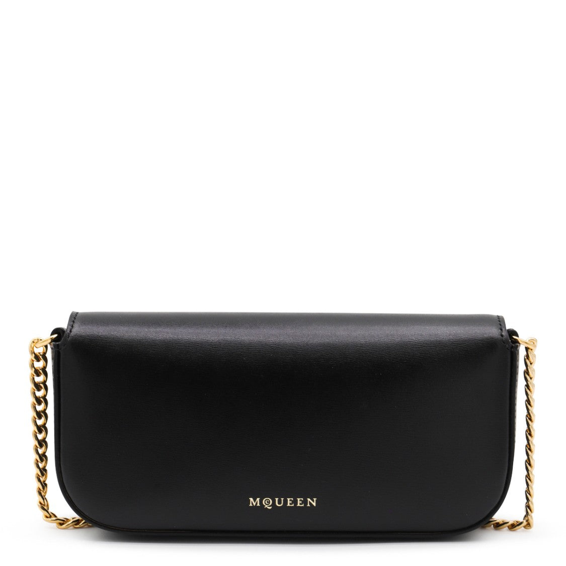 Alexander Mcqueen Black Leather Skull Flower Small Shoulder Bag