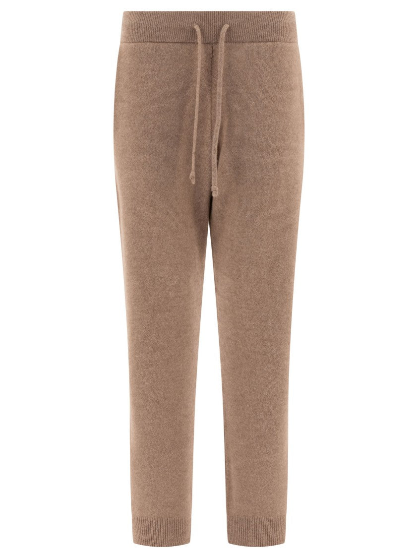 Auralee Brown Cashmere Trousers With Adjustable Drawstring