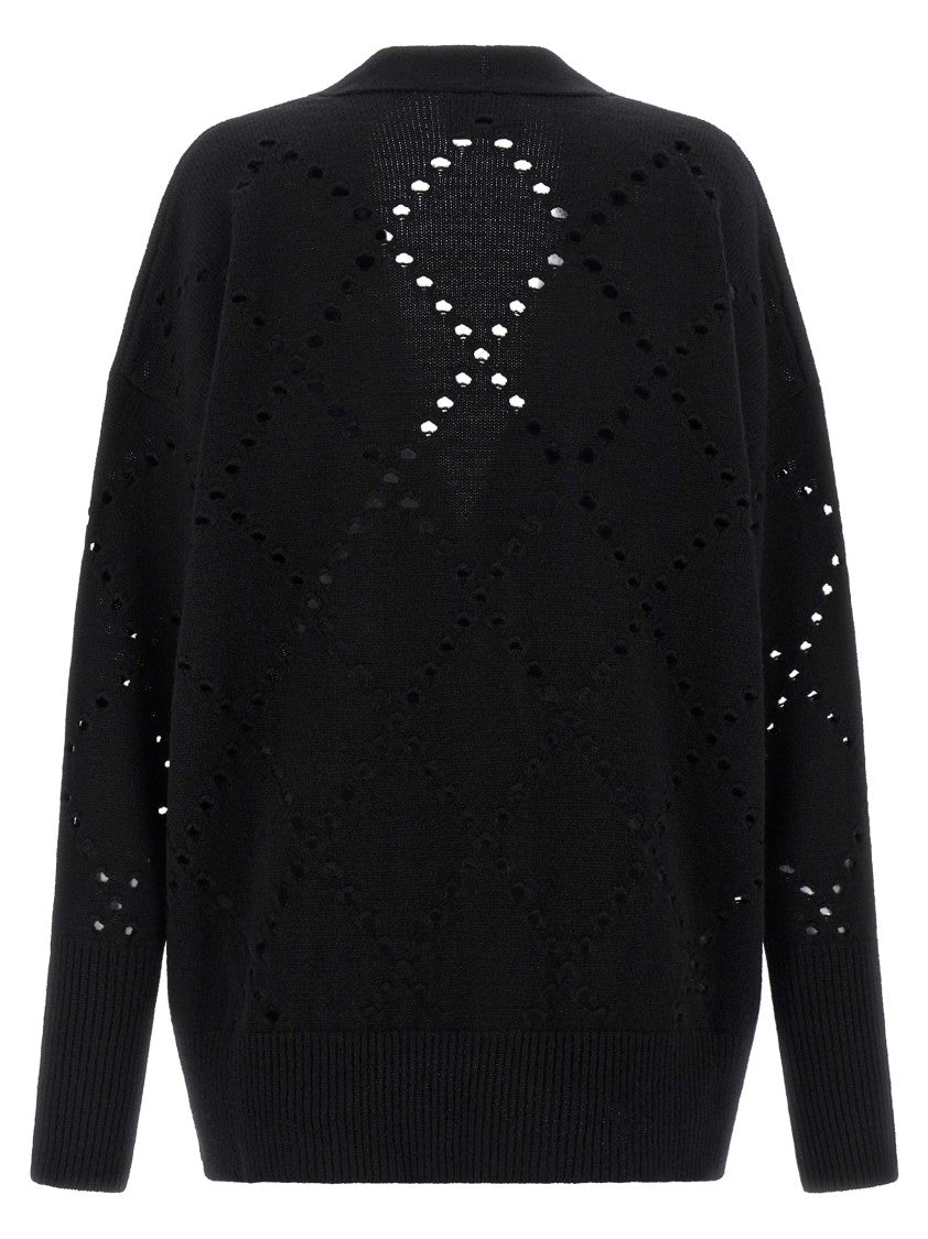 Nude Argyle Cut-Out Cardigan