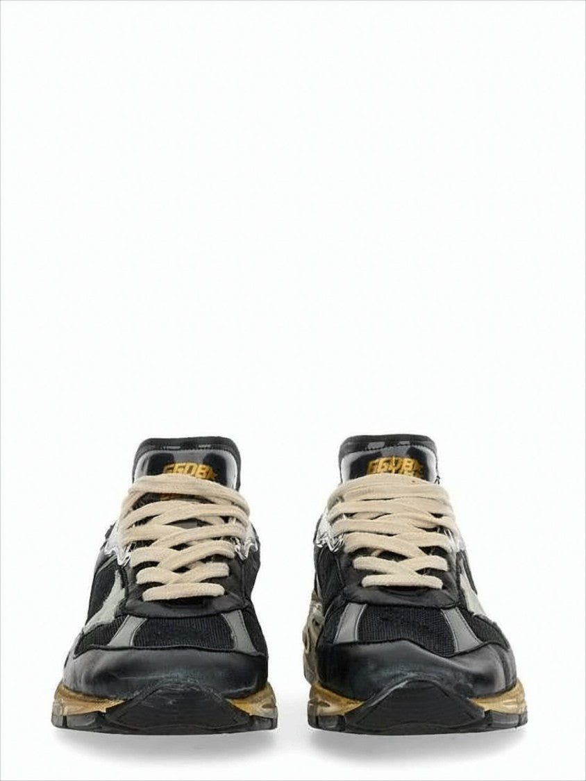 Golden Goose Vintage-Style Black Sneakers With Textured Rubber Sole