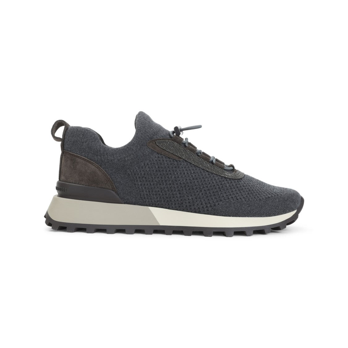Brunello Cucinelli Textured Knit Sneakers With Suede Accents