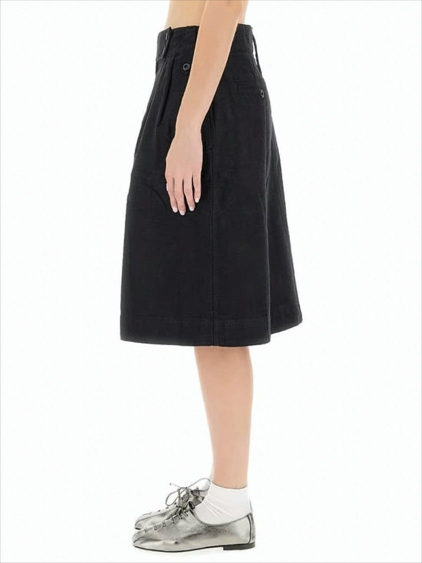 Margaret Howell A-Line Midi Skirt With Button-Detail Waistband