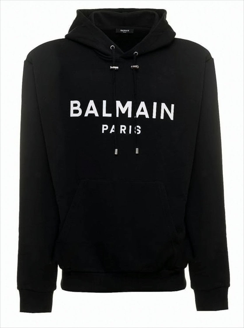 Balmain Contemporary Black Hoodie With Bold Lettering