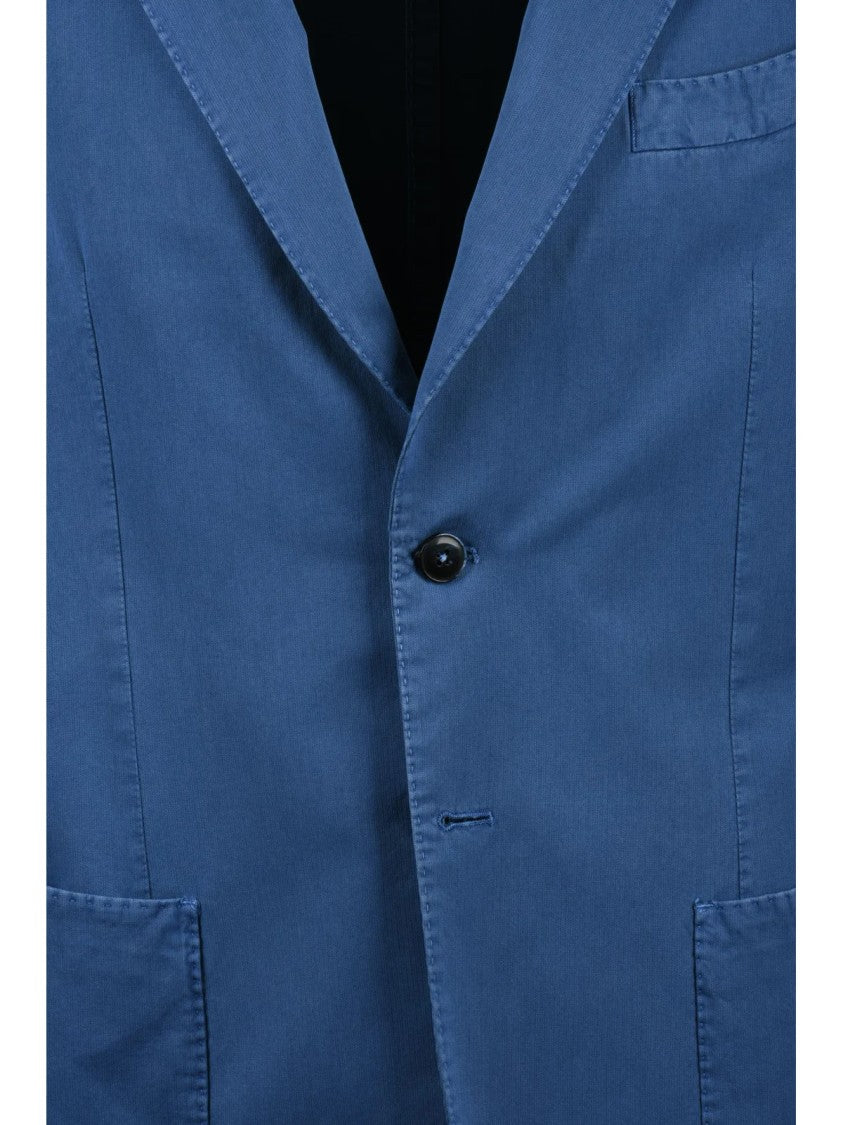 L.B.M. 1911 Light Blue Cotton Silk Rounded Jacket