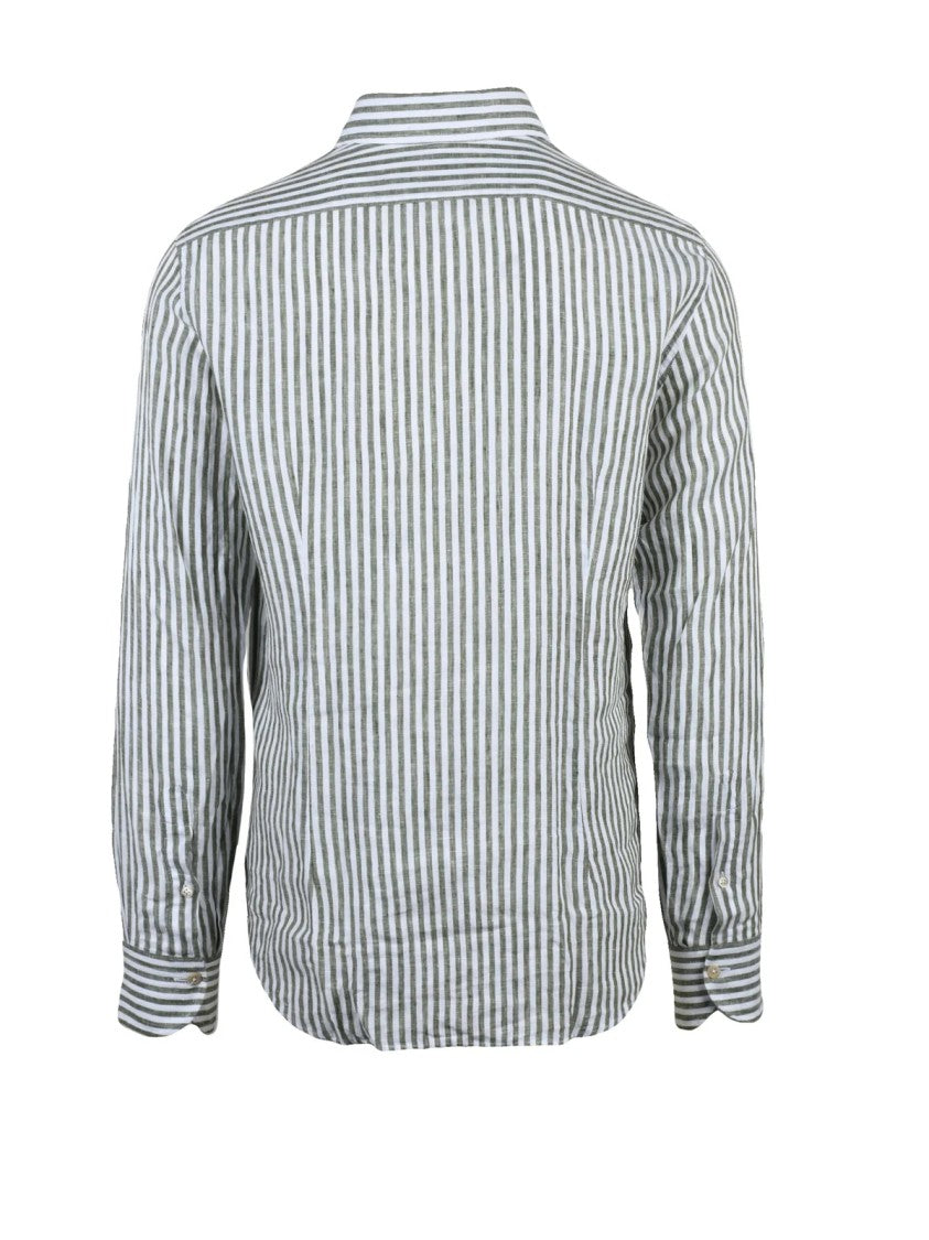 Grigio White Green Striped Linen Shirt