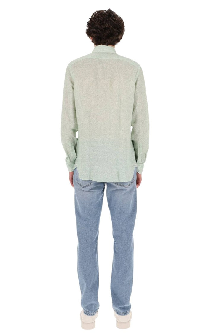 Borriello Green Melange Linen Shirt