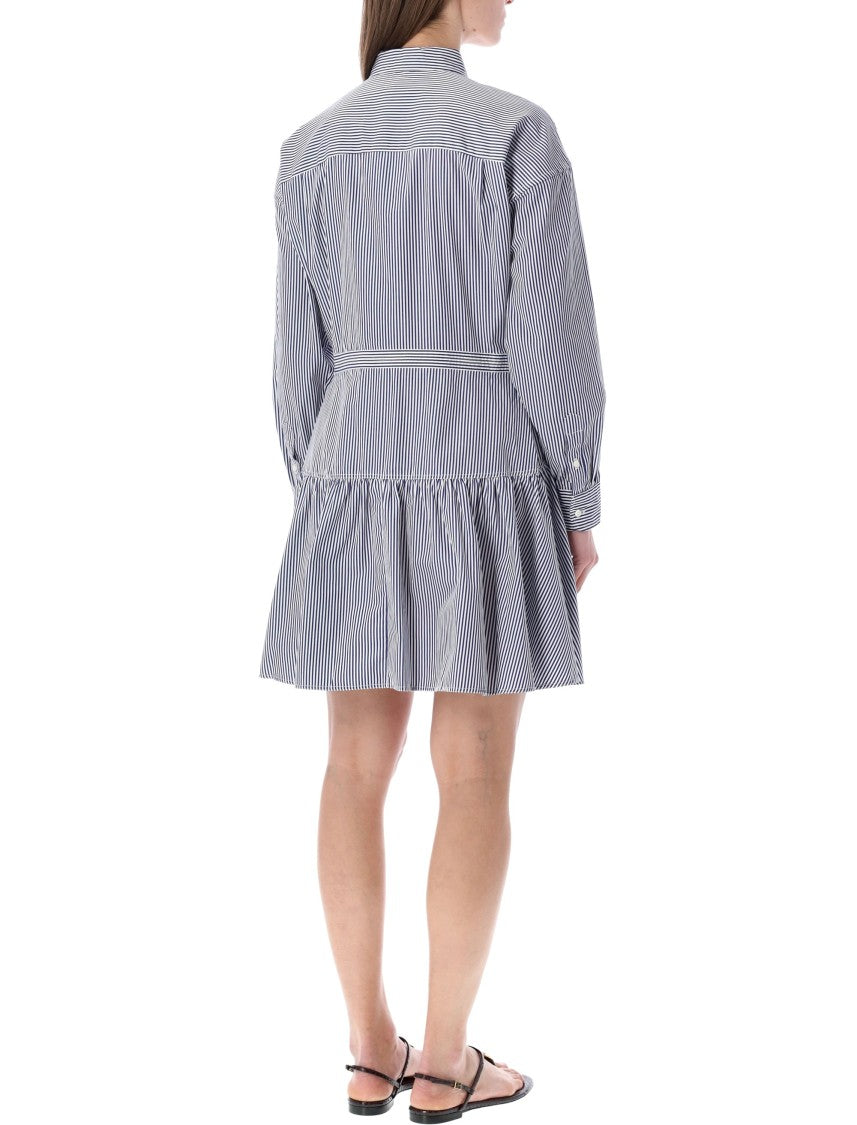 Polo Ralph Lauren Striped Cotton Tiered Skirt Shirt Dress