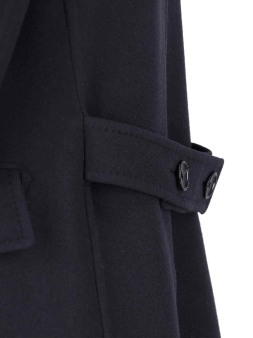 Tom Ford Navy Wool Coat With Back Belt