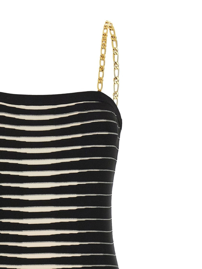 Elisabetta Franchi Fitted Midi Dress With Horizontal Stripes