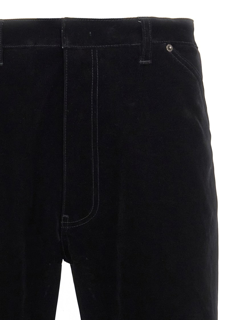 Prada Plain Black Velvet Pants With Minimalist Design