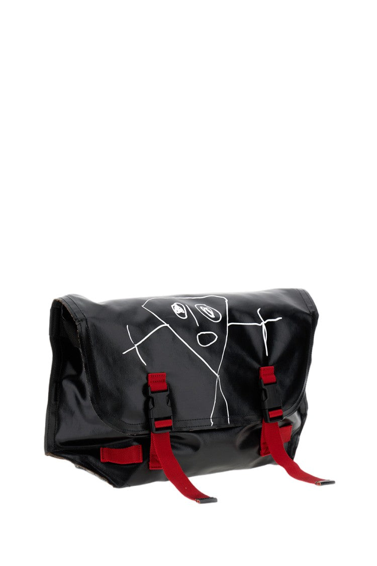Plan C Medium Shopper Bag With Buckle Closure And Abstract Graphic