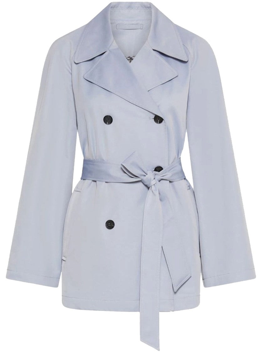 Marella Blue Mllumido Double-Breasted Light Belted Jacket