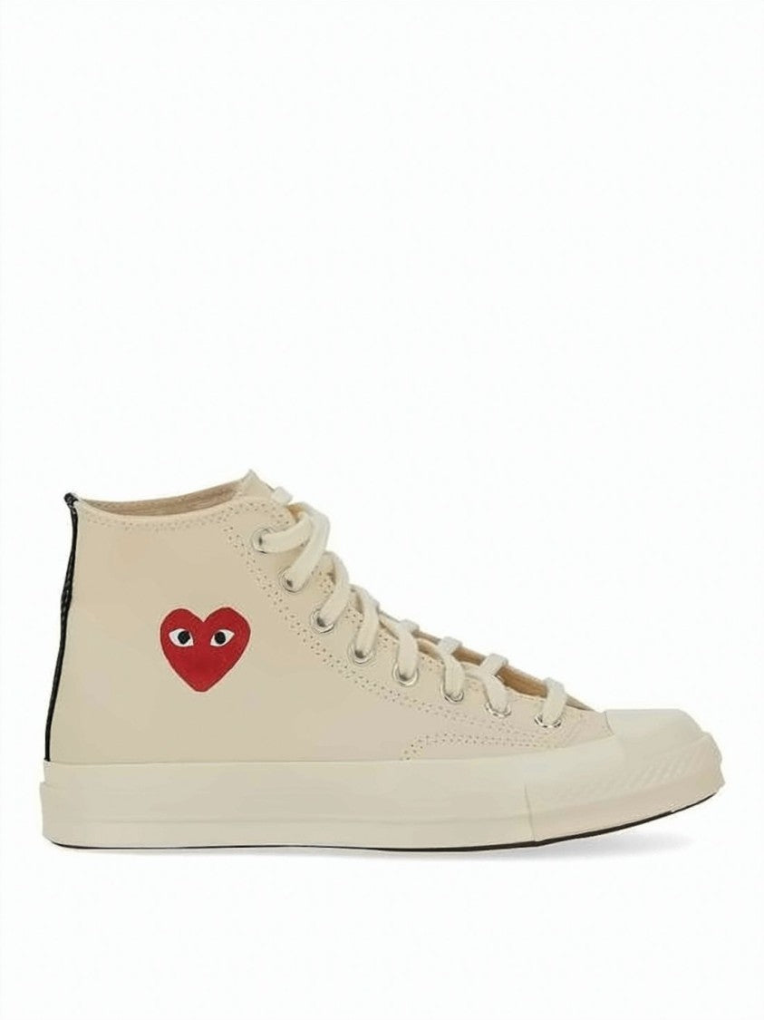 Comme Des Garçons High-Top Canvas Sneakers With Distinctive Heart Logo