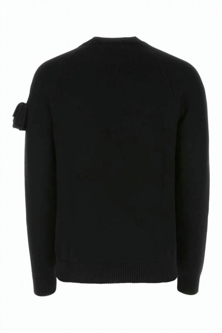 Fendi Crew Neck Wool Sweater With Ribbed Details