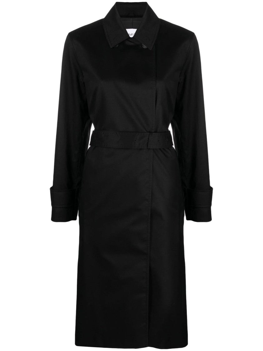 Calvin Klein Tailored Black Cotton Trench Coat