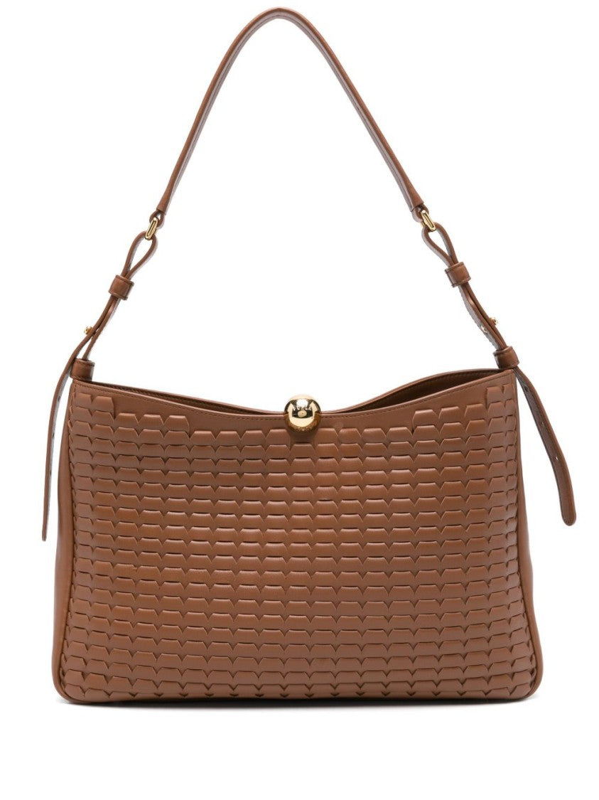 Furla Textured Brown Handbag With Magnetic Fastening And Adjustable Strap