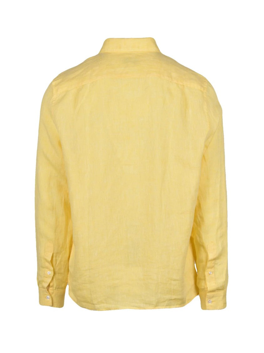 Lacoste Yellow Regular Fit Linen Shirt