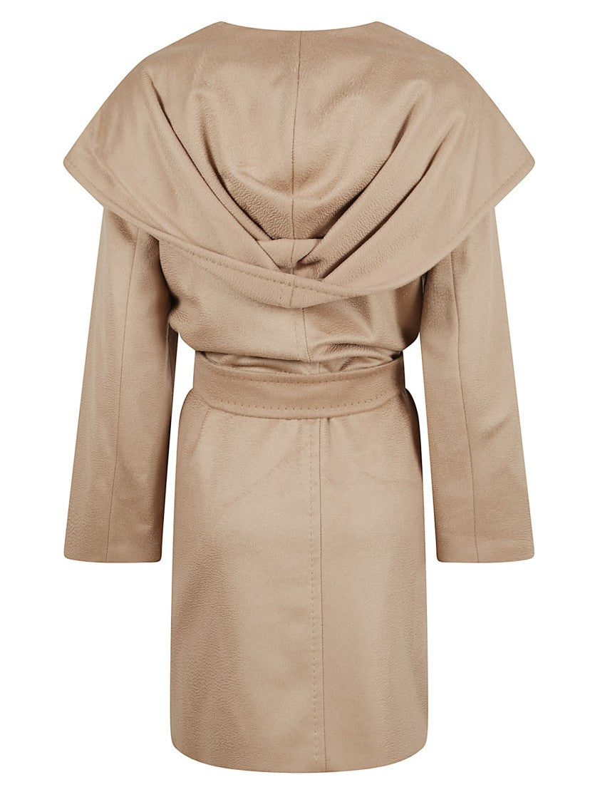 Max Mara Brown Oversized Collar Coat With Wrap-Around Belt