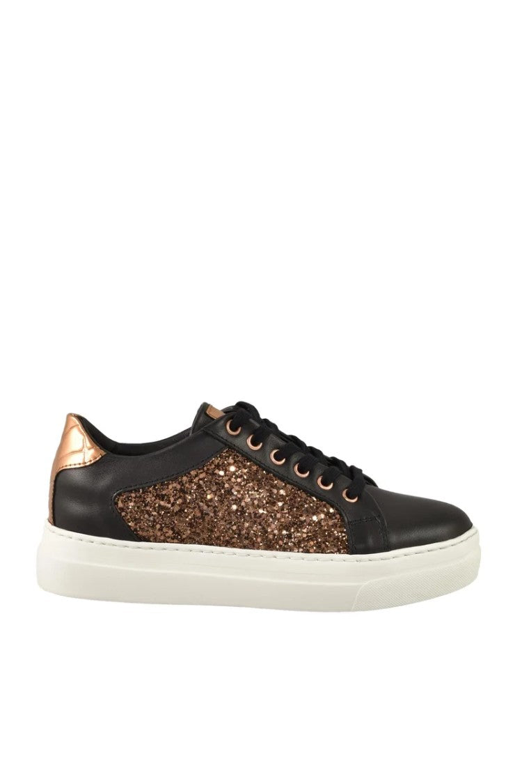 Twelve Style Division Leather/Polyurethane Sneakers - Black/Bronze