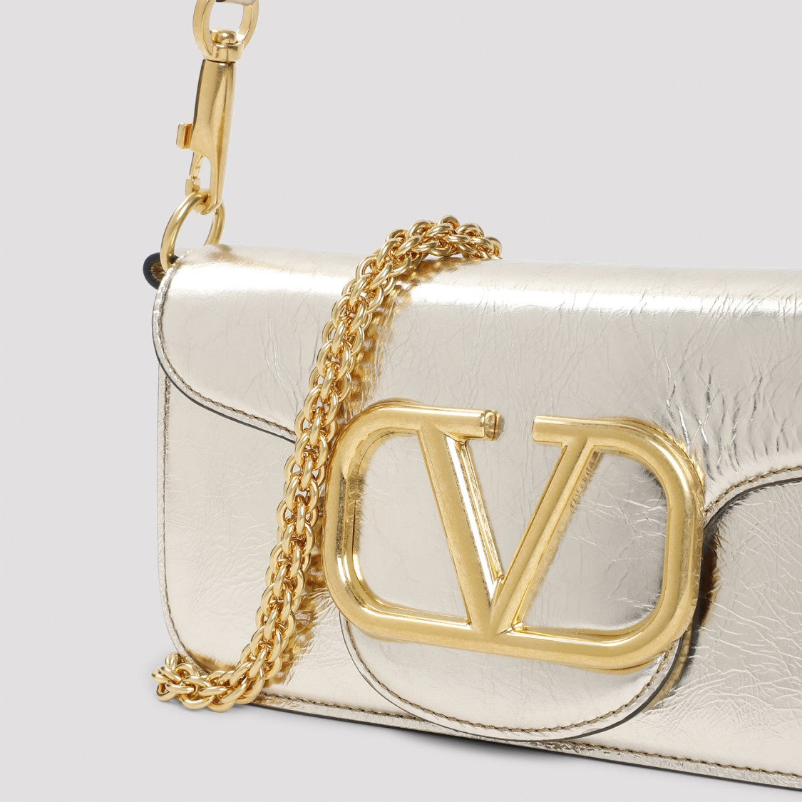 Valentino Platinum Leather Small Locò Shoulder Bag