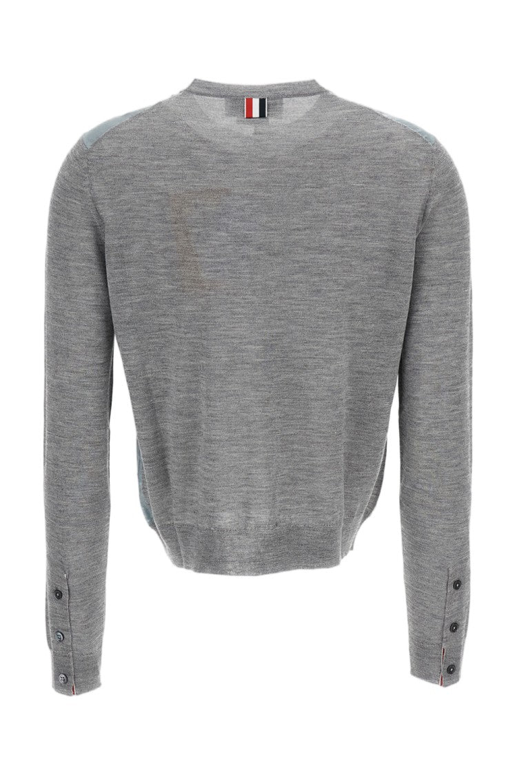 Thom Browne Cropped Cashmere-Silk Cardigan With Scenic Print And Buttoned Cuffs
