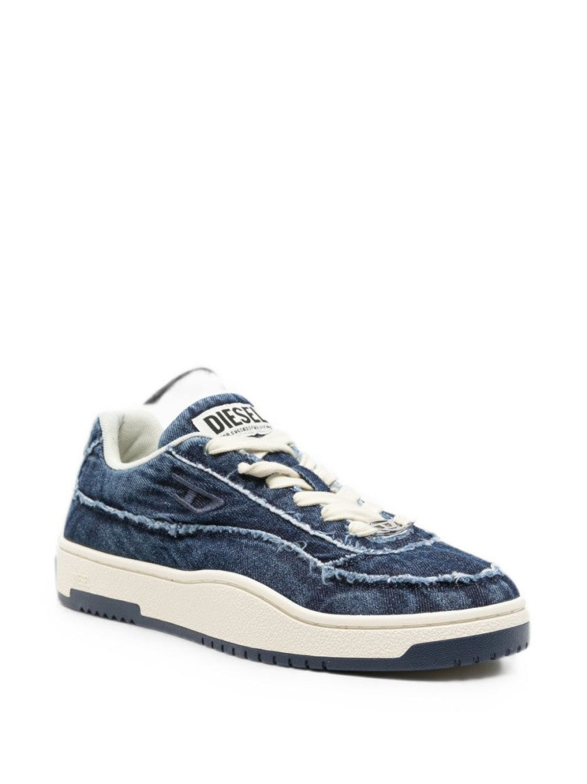 Diesel Distressed Denim Sneakers - Navy Blue