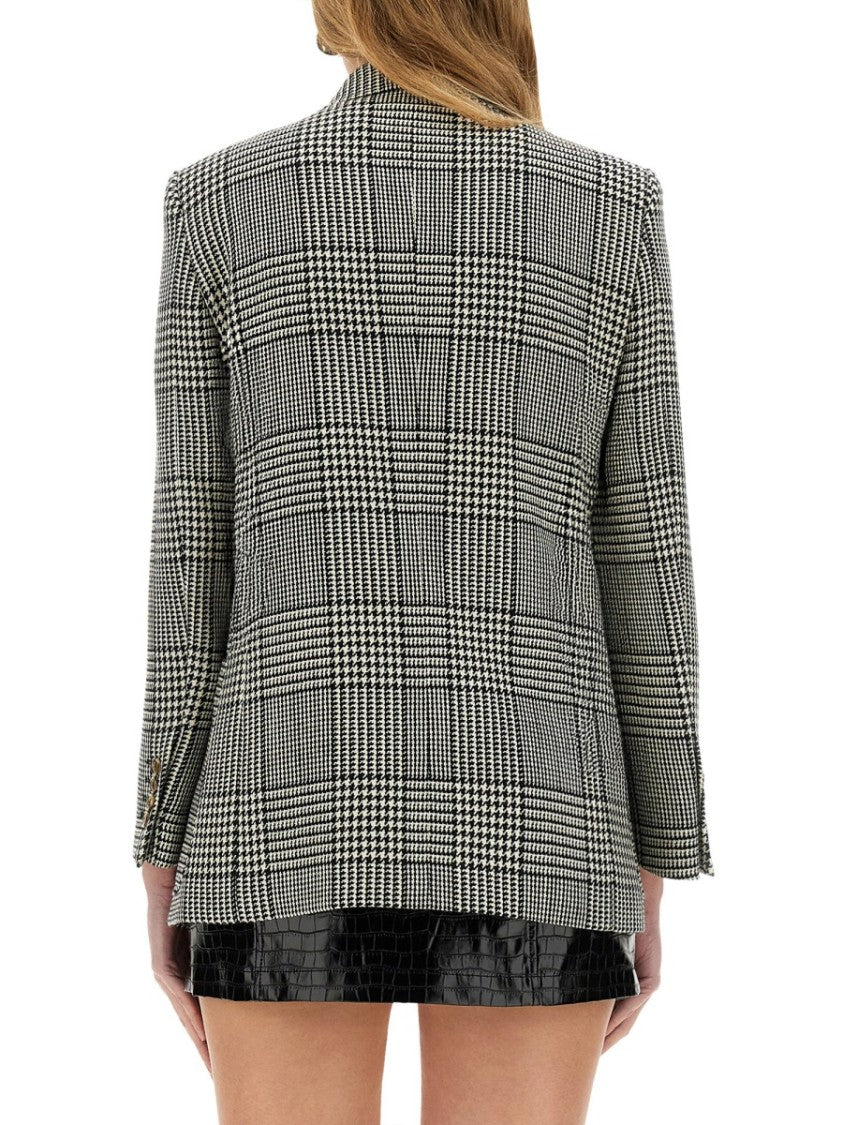 Valentino Double-Breasted Houndstooth Wool Jacket