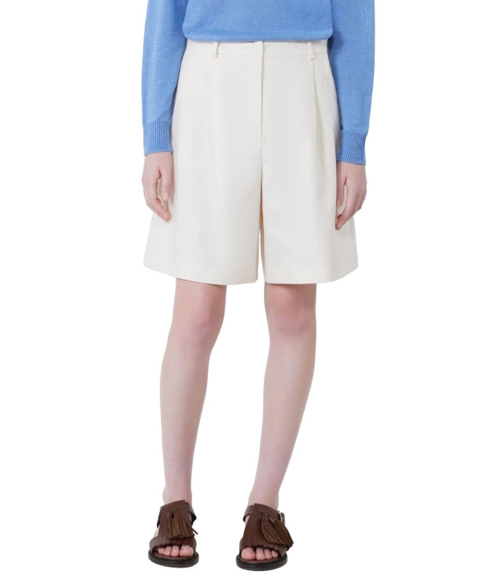 Max Mara Ecru Wkdecuba Cotton Linen Shorts
