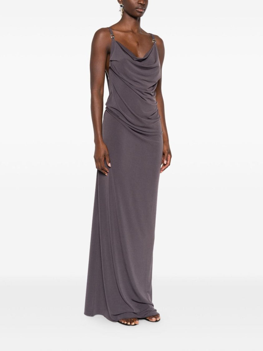 Coperni Brown Draped Maxi Length Jersey Dress