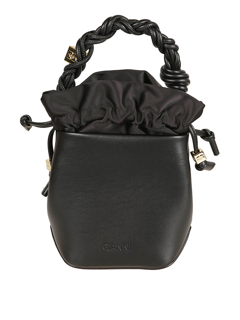 Ganni Bucket Bag In Recycled Leather With Embossed Logo