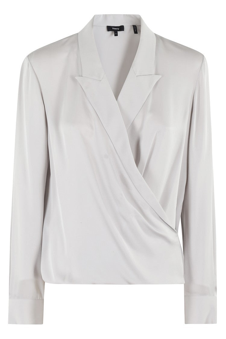 Theory Lapel Wrap Blouse