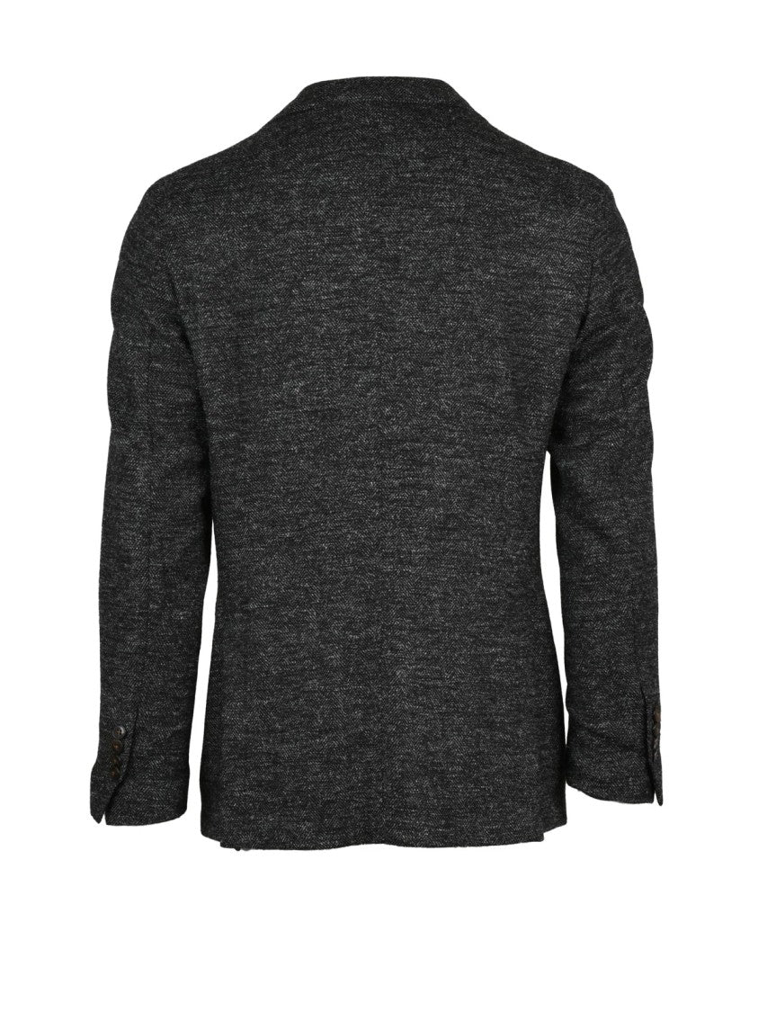 L.B.M. 1911 Rounded Modern Jacket With Notched Lapel And Herringbone Pattern