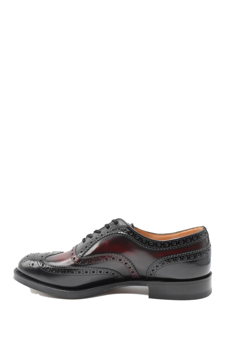 Church's Black Leather Burgundy-Panel Wingtip Derby Shoes