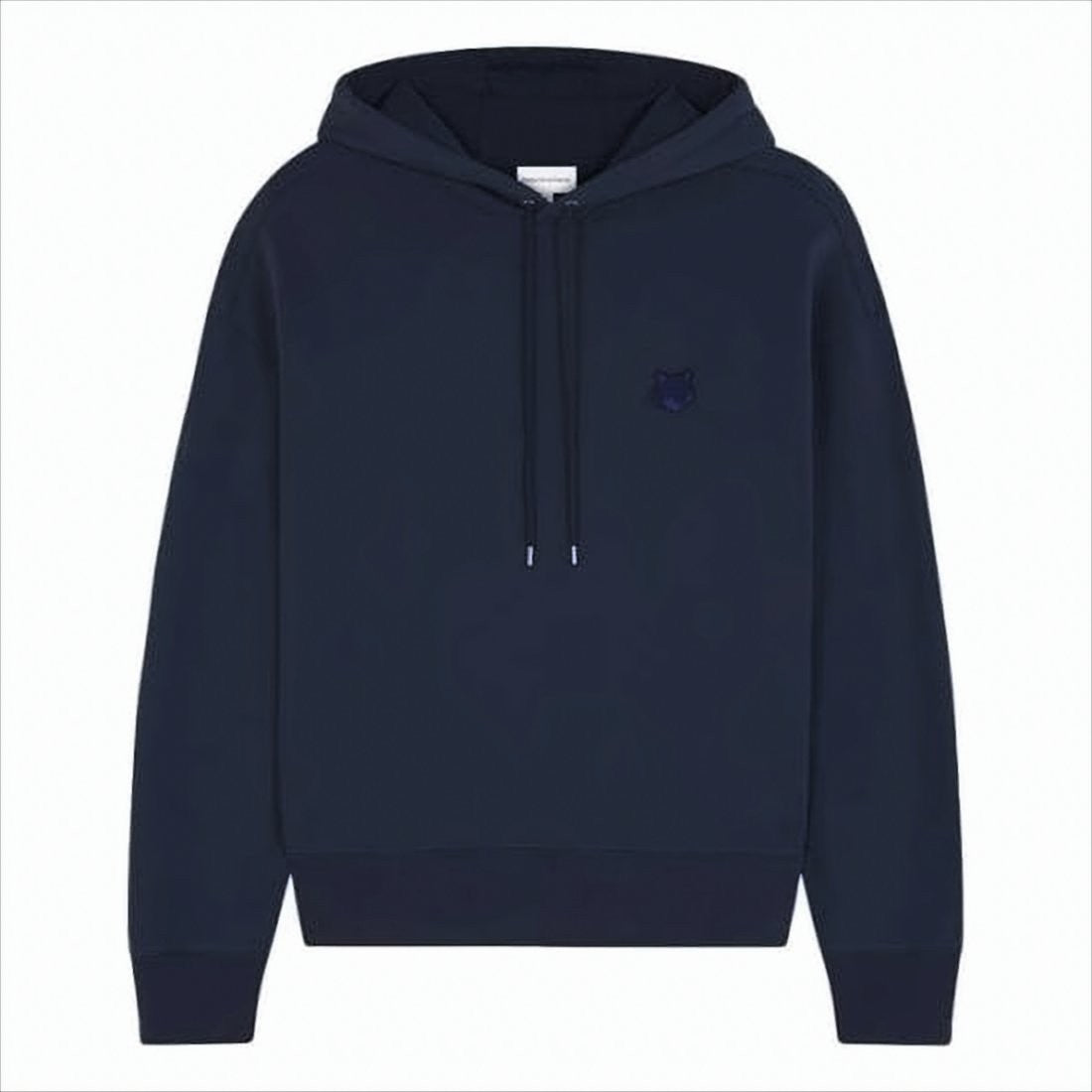 Maison Kitsuné Relaxed Fit Dark Navy Hoodie With Subtle Embroidered Fox Logo