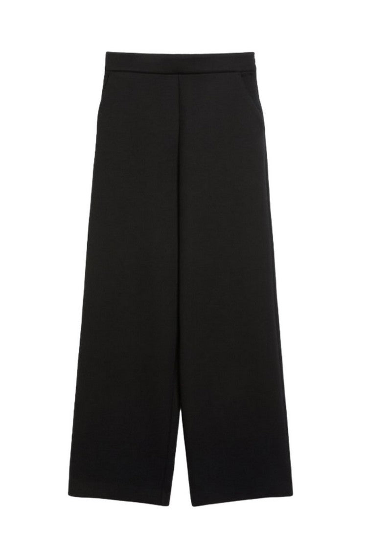 Max Mara Black Cotton-Blend Wide-Leg Pants