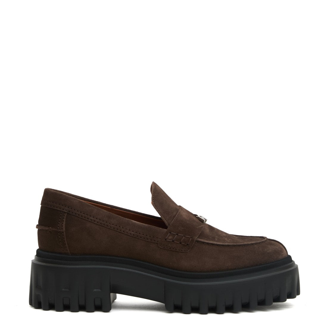 Hogan Brown Nubuck Leather Chunky-Soled Loafers