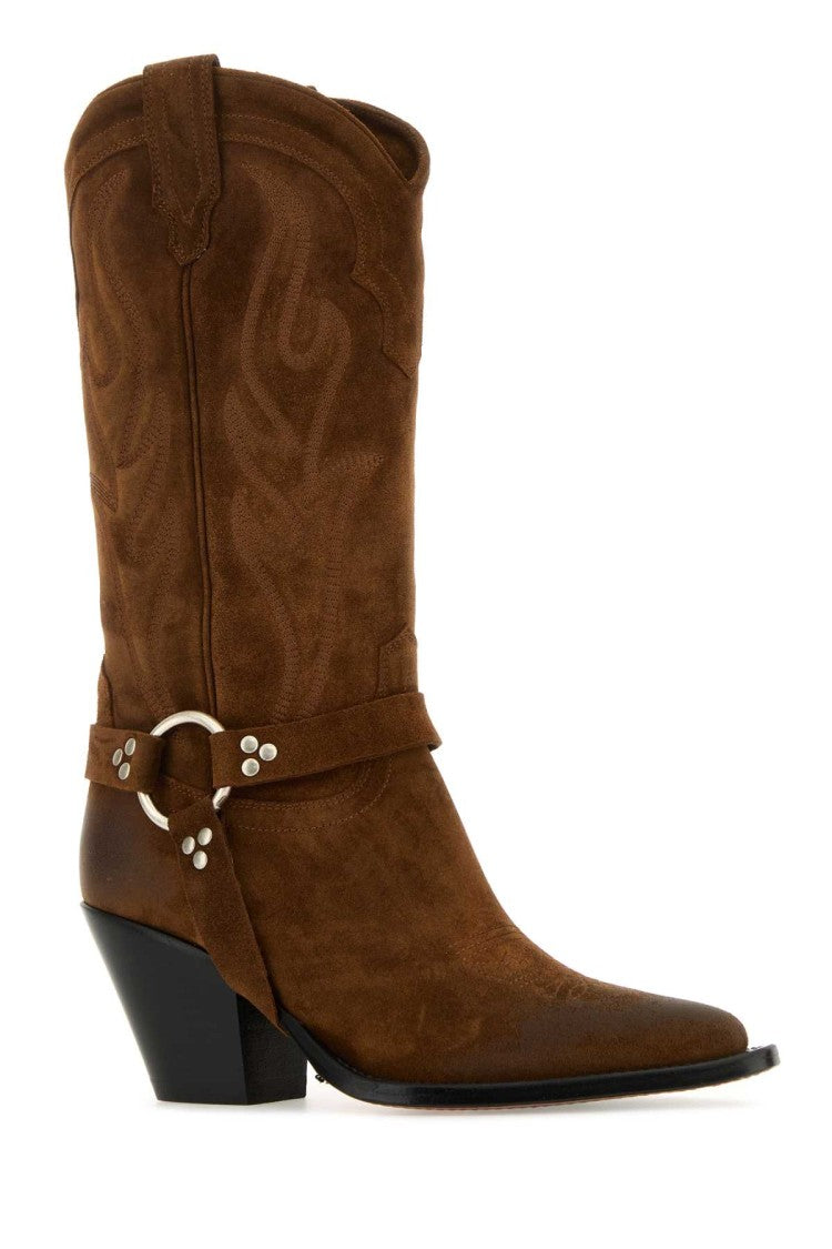 Sonora Brown Suede Santa Fe Belt Boots