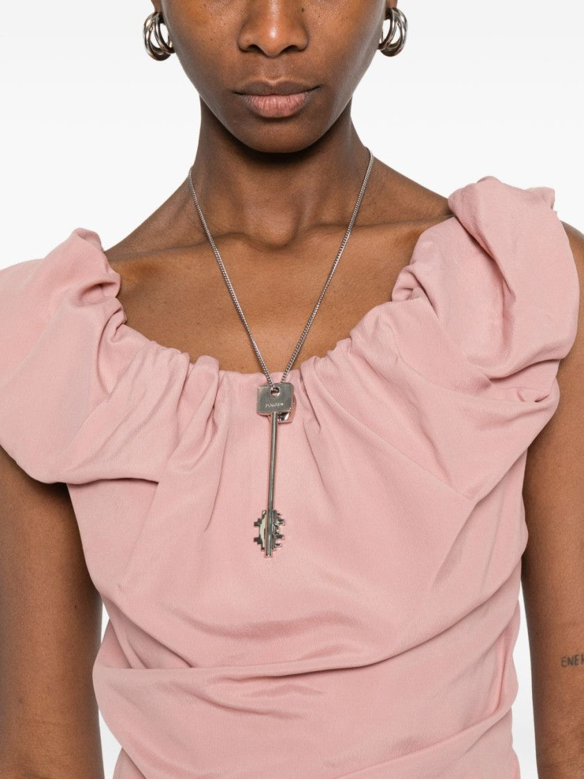 Vivienne Westwood Red Draped Gathered Square Neck Dress