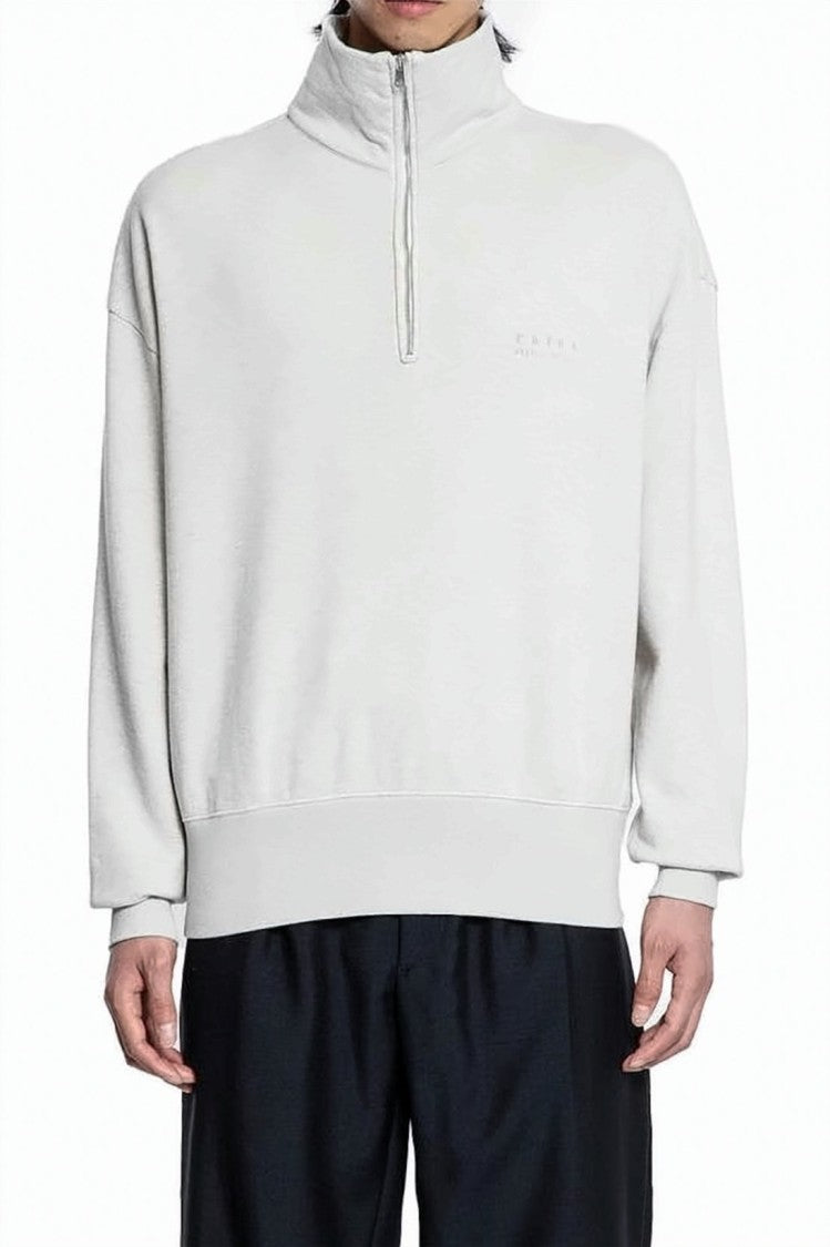 Prada Minimalist Half-Zip Cotton Turtleneck Pullover