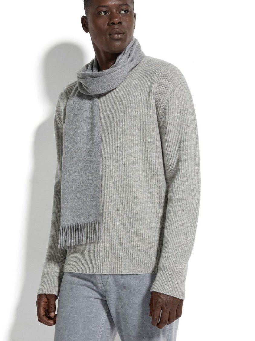 Ermenegildo Zegna Finely Woven Cashmere Scarf With Subtle Fringed Edges