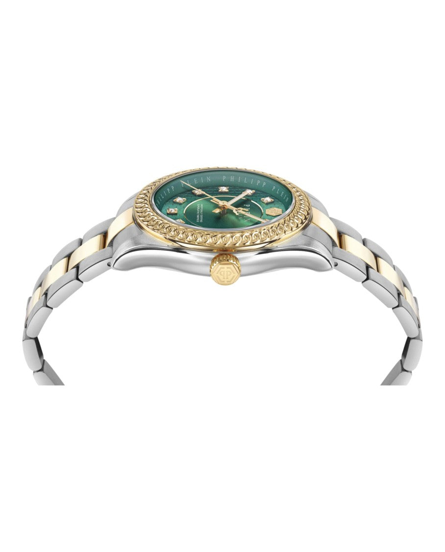 Philipp Plein Queen Supreme Crystal Watch With Green Sunray Dial