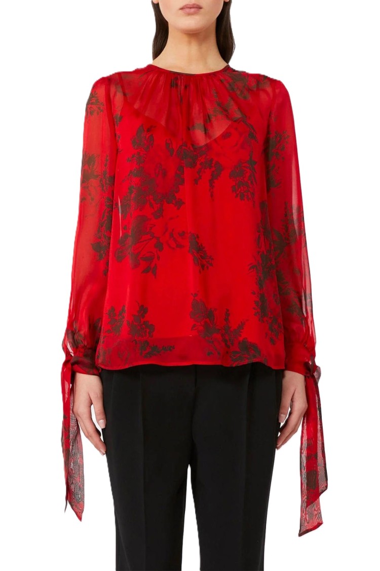 Max Mara Flowing Silk Blouse With Bow-Tied Cuffs