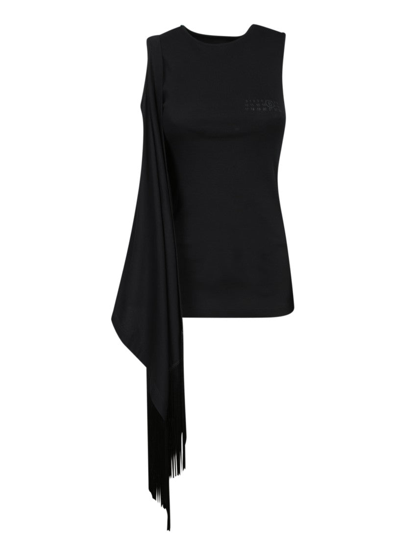 Mm6 By Maison Margiela Asymmetrical Sleeveless Top With Fringed Detail